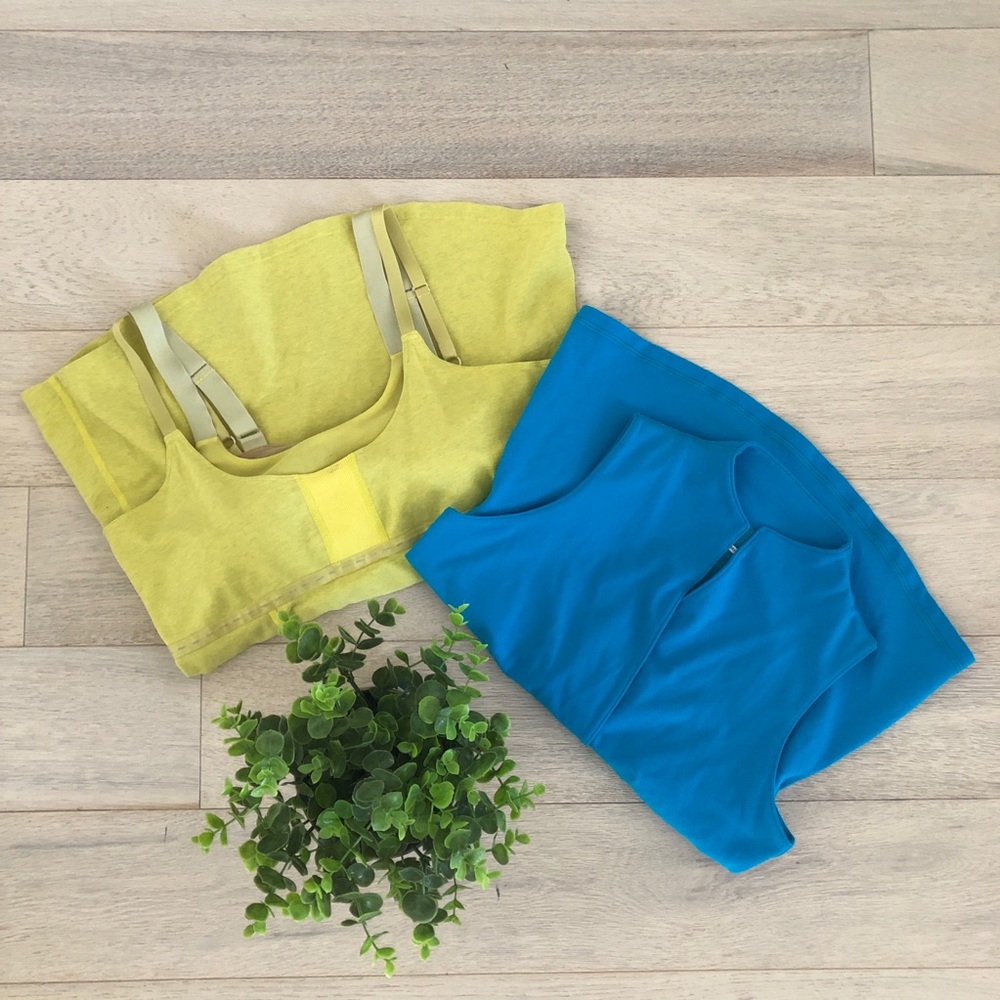 Lot of 2 Lululemon Tank Top Size 12 Blue Yellow